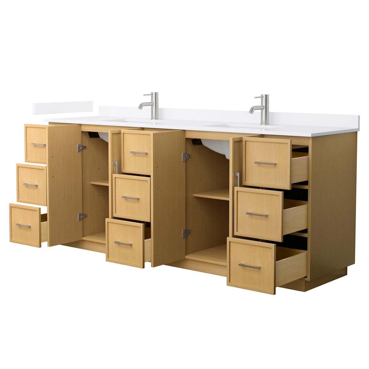 Elan TK 84" Free Standing Double Basin Vanity Set with Cabinet and Quartz Vanity Top - image 12