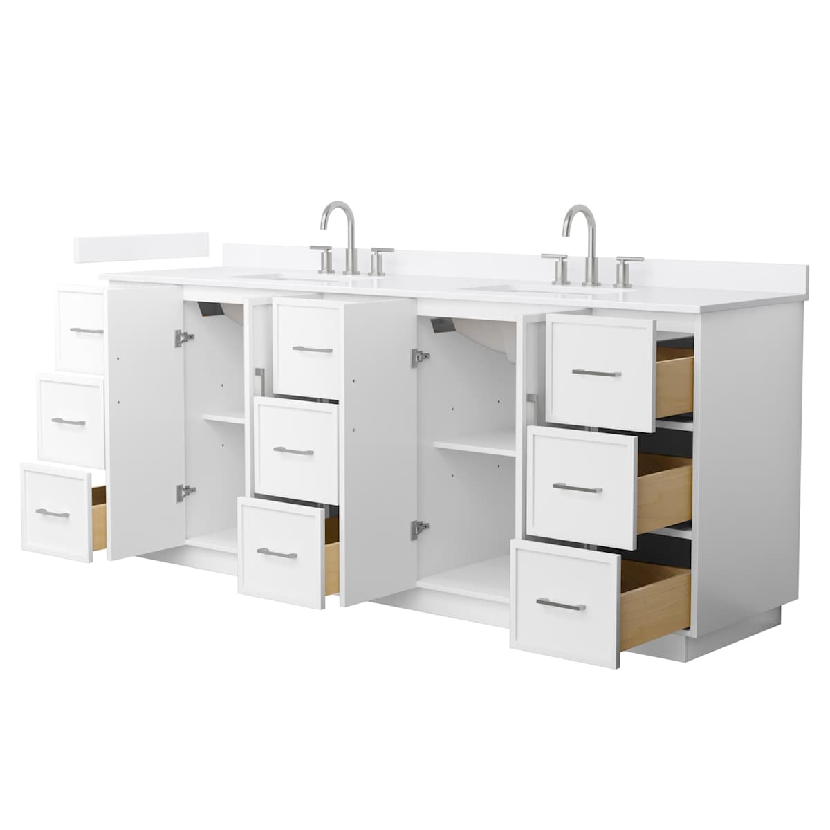 Elan TK 84" Free Standing Double Basin Vanity Set with Cabinet and Quartz Vanity Top