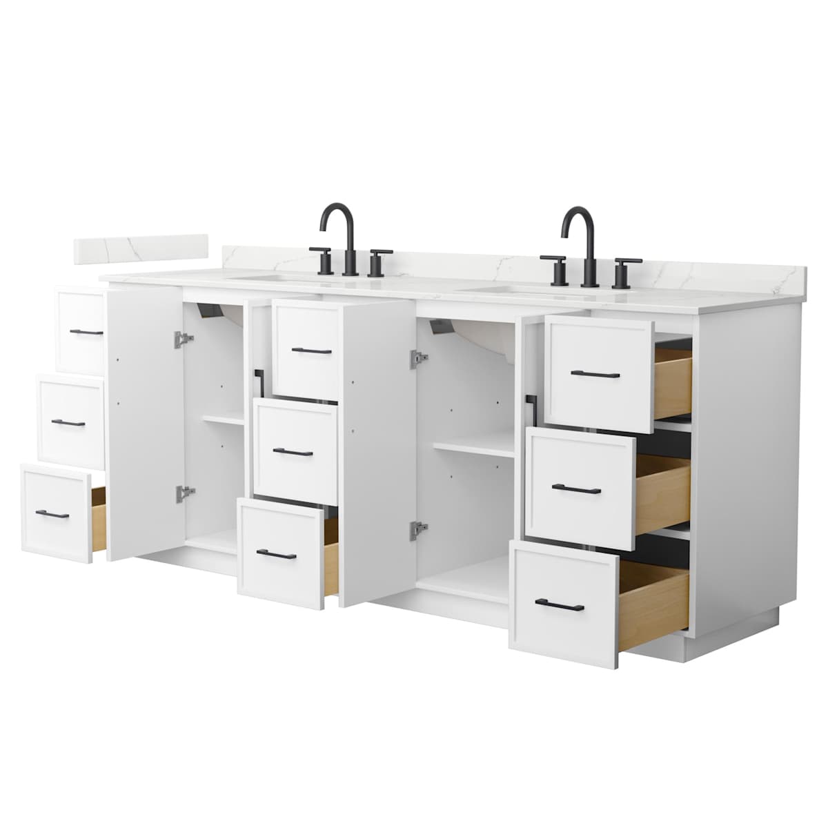 Elan TK 84" Free Standing Double Basin Vanity Set with Cabinet and Quartz Vanity Top