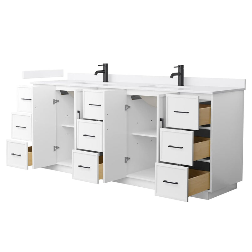 Elan TK 84" Free Standing Double Basin Vanity Set with Cabinet and Cultured Marble Vanity Top - image 9