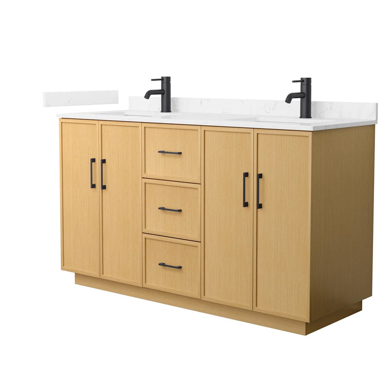 Elan TK 60" Free Standing Double Basin Vanity Set with Cabinet and Cultured Marble Vanity Top - image 1