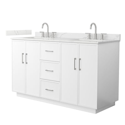 Elan TK 60" Free Standing Double Basin Vanity Set with Cabinet and Quartz Vanity Top - image 1