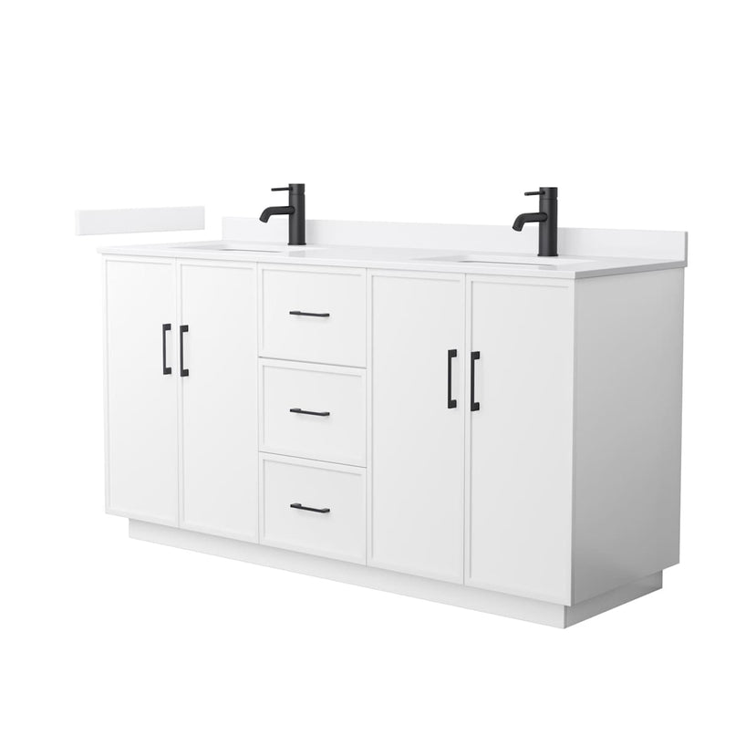 Elan TK 66" Free Standing Double Basin Vanity Set with Cabinet and Cultured Marble Vanity Top - image 1