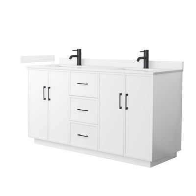 Elan TK 66" Free Standing Double Basin Vanity Set with Cabinet and Cultured Marble Vanity Top - image 1