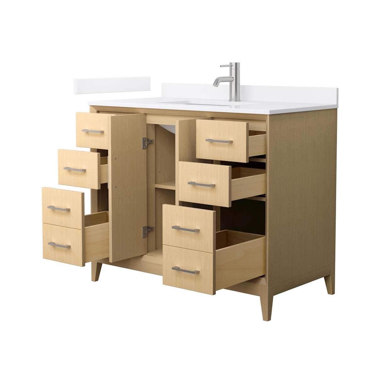 Janna 42" Free Standing Single Basin Vanity Set with Cabinet and Quartz Vanity Top