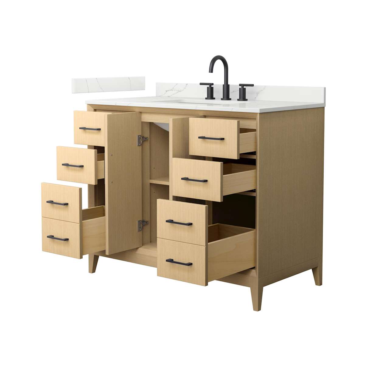 Janna 42" Free Standing Single Basin Vanity Set with Cabinet and Quartz Vanity Top - image 2