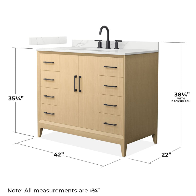 Janna 42" Free Standing Single Basin Vanity Set with Cabinet and Quartz Vanity Top - image 4