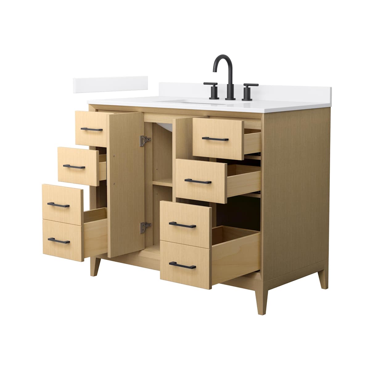 Janna 42" Free Standing Single Basin Vanity Set with Cabinet and Quartz Vanity Top