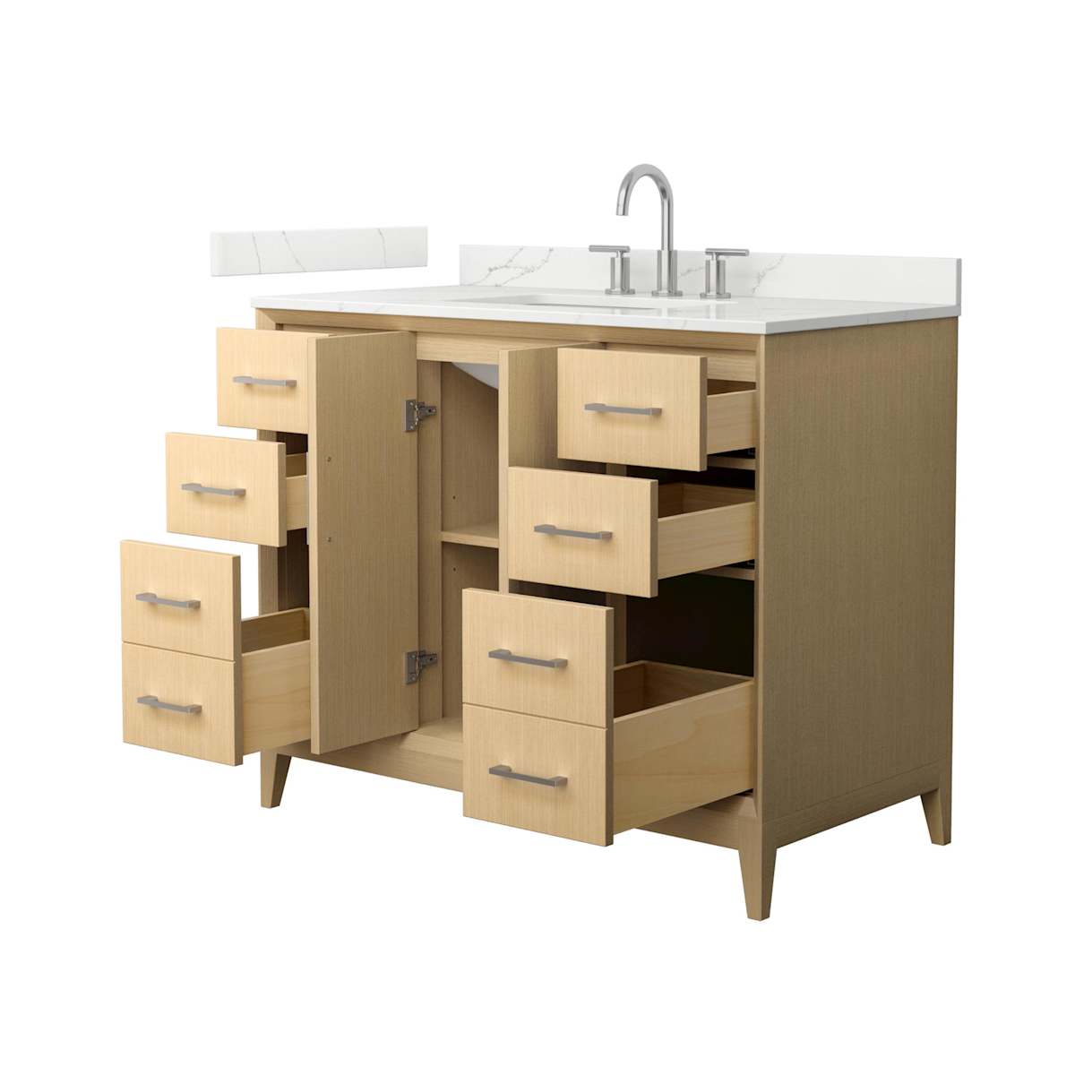 Janna 42" Free Standing Single Basin Vanity Set with Cabinet and Quartz Vanity Top