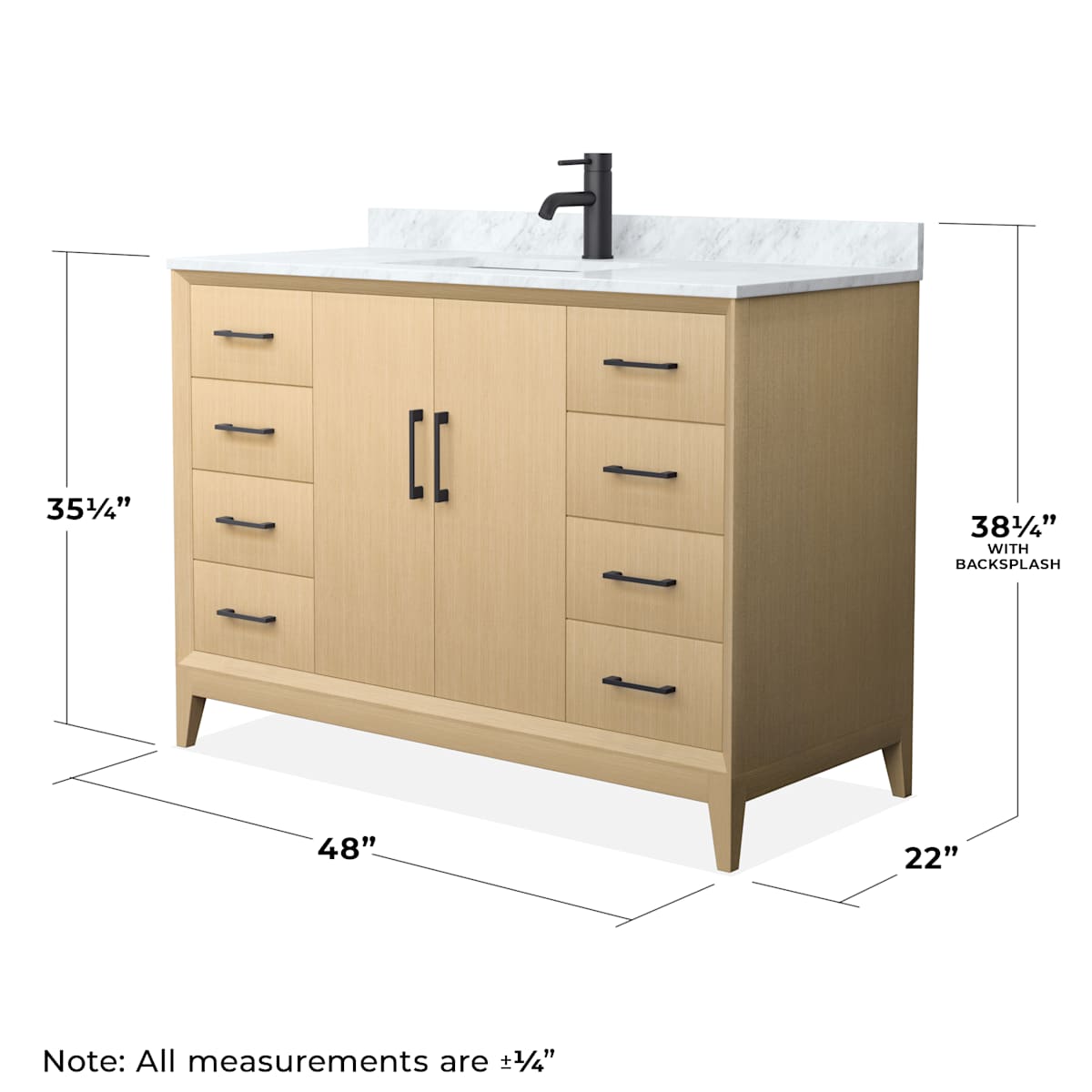 Janna 48" Free Standing Single Basin Vanity Set with Cabinet and Marble Vanity Top