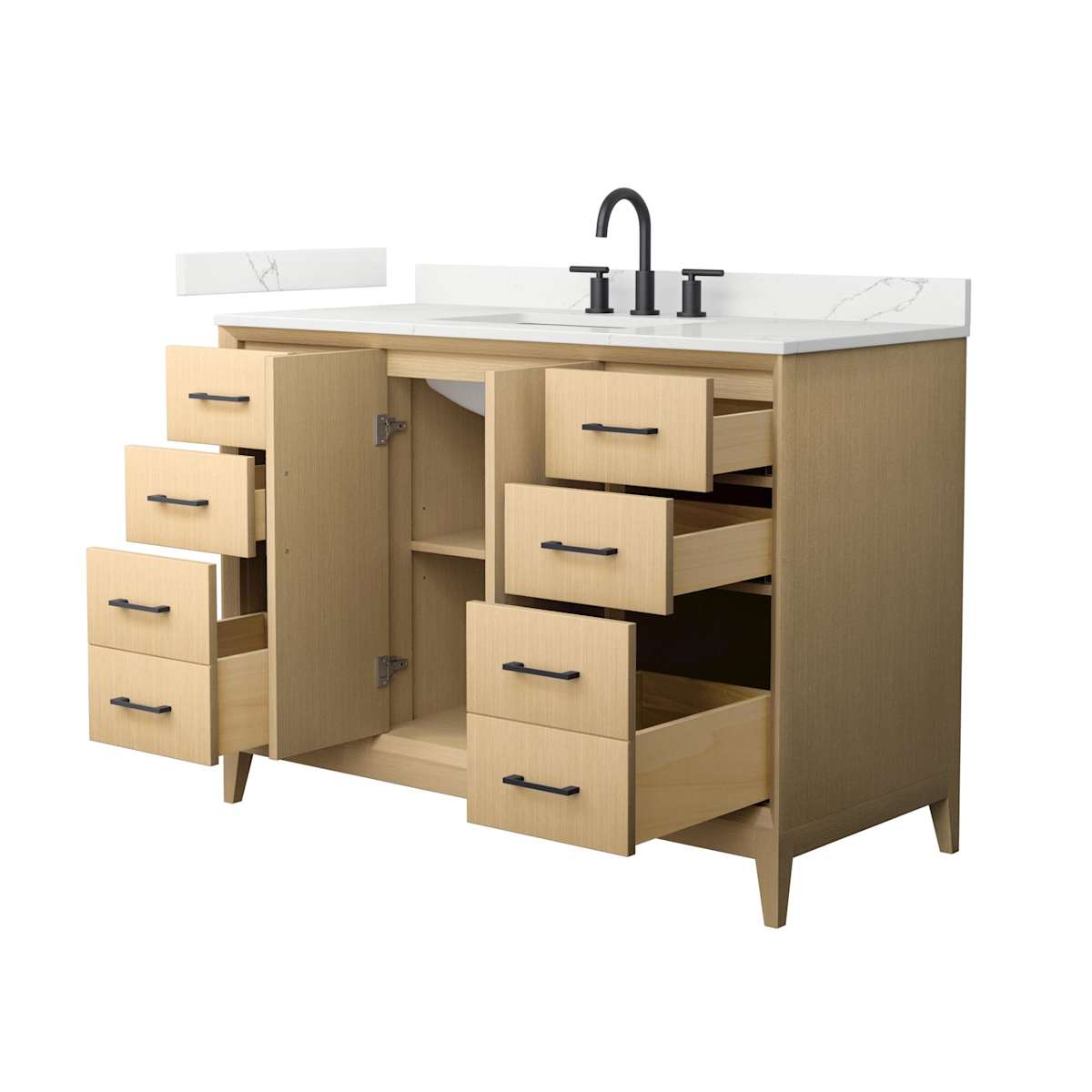 Janna 48" Free Standing Single Basin Vanity Set with Cabinet and Quartz Vanity Top