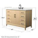 Janna 48" Free Standing Single Basin Vanity Set with Cabinet and Quartz Vanity Top - image 4