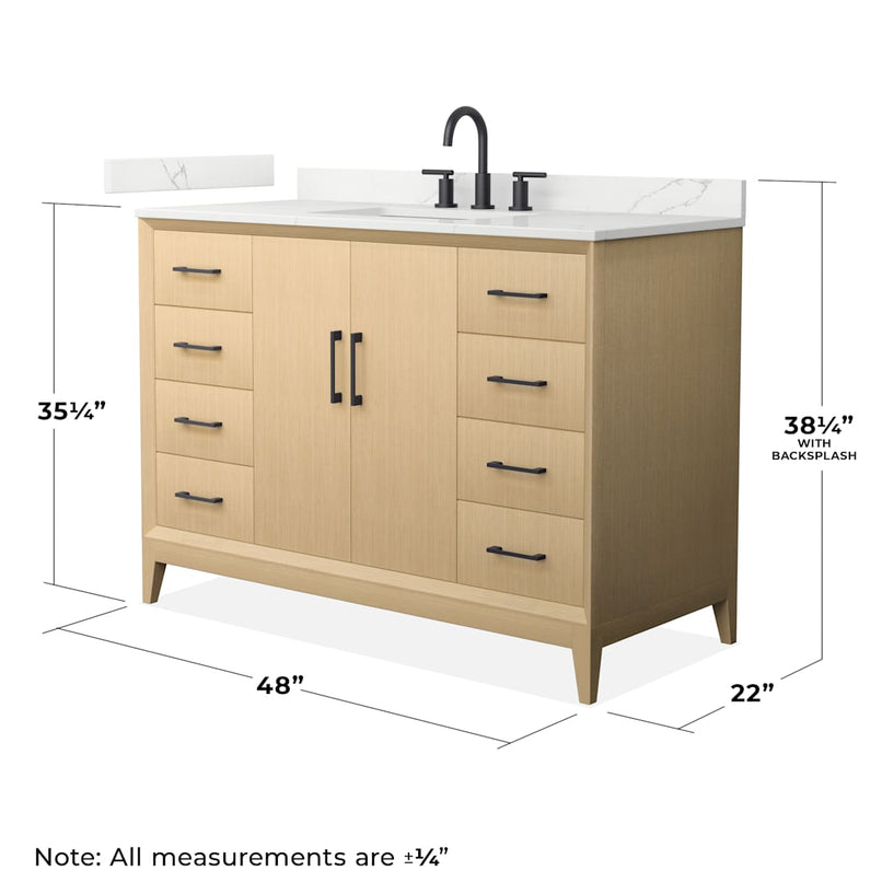 Janna 48" Free Standing Single Basin Vanity Set with Cabinet and Quartz Vanity Top - image 4