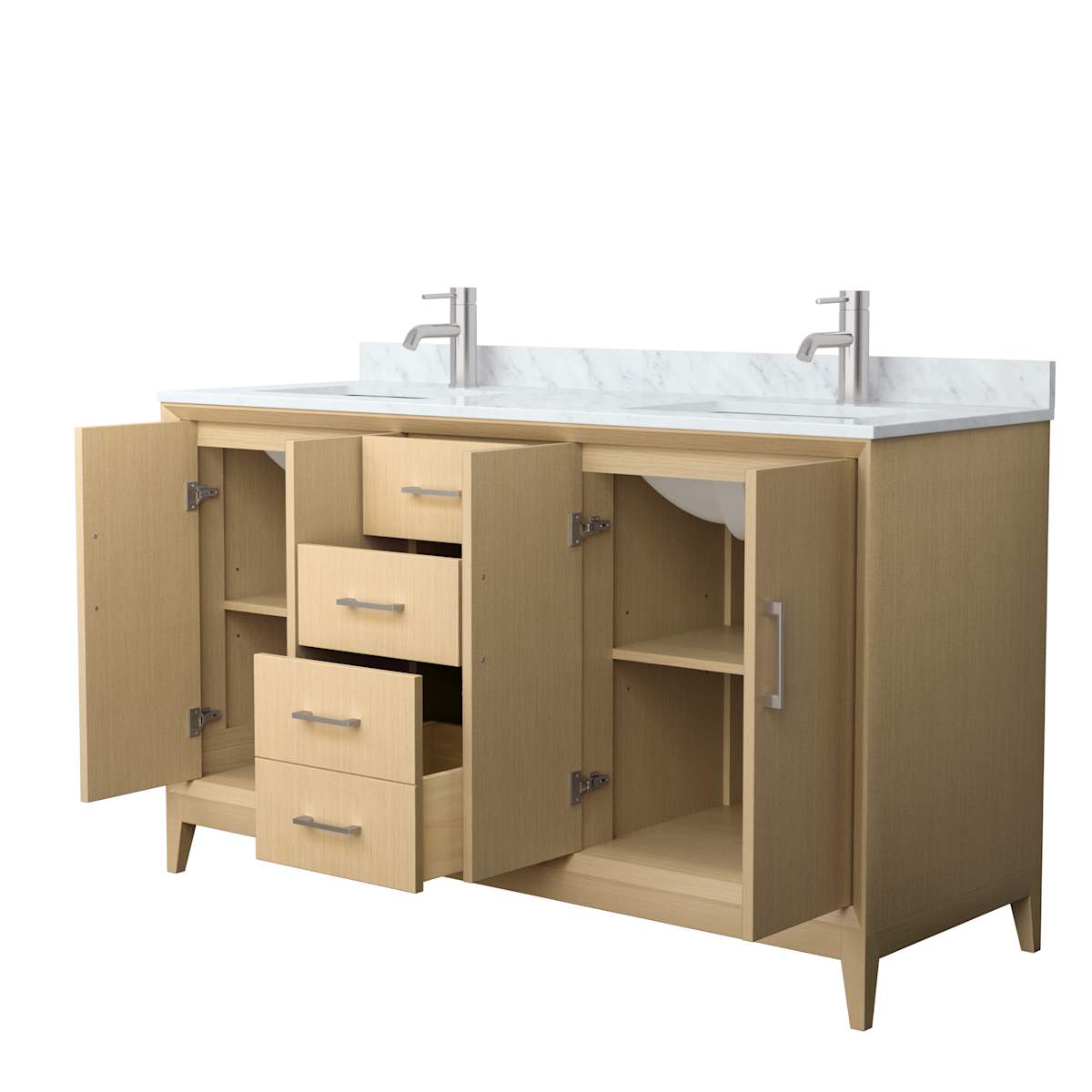 Janna 60" Free Standing Double Basin Vanity Set with Cabinet and Marble Vanity Top - image 6
