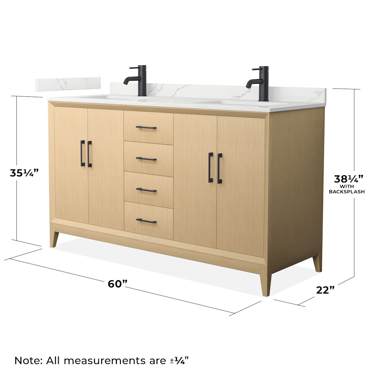 Janna 60" Free Standing Double Basin Vanity Set with Cabinet and Quartz Vanity Top