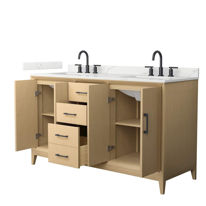 Janna 60" Free Standing Double Basin Vanity Set with Cabinet and Quartz Vanity Top - image 2