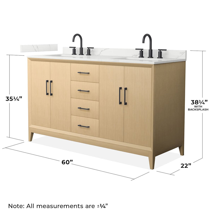 Janna 60" Free Standing Double Basin Vanity Set with Cabinet and Quartz Vanity Top - image 5