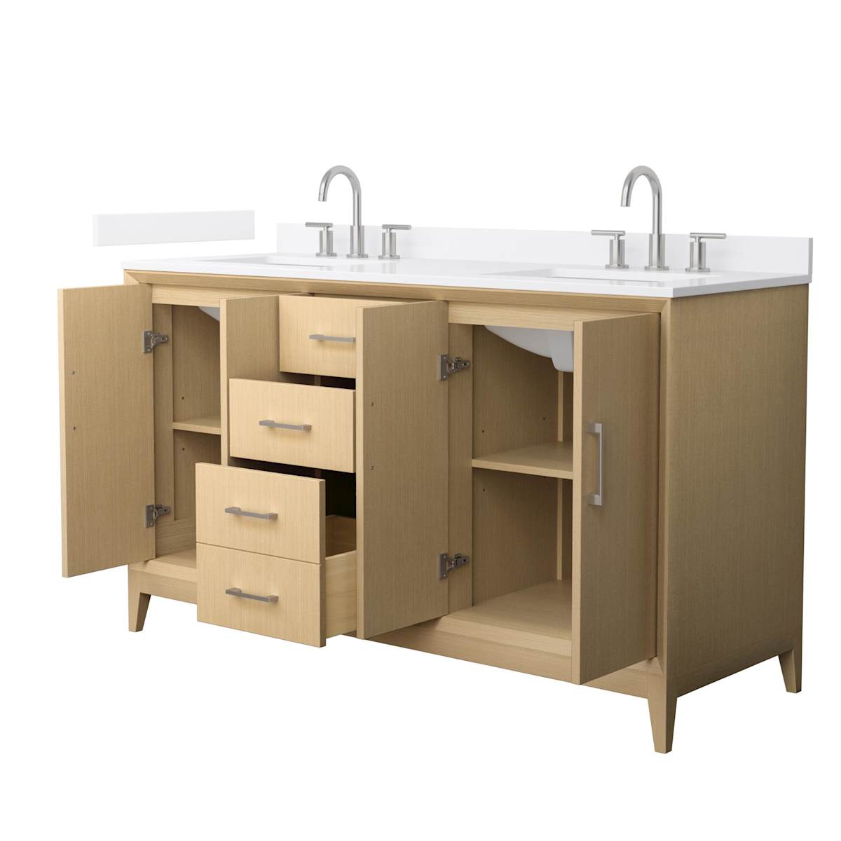 Janna 60" Free Standing Double Basin Vanity Set with Cabinet and Quartz Vanity Top - image 9