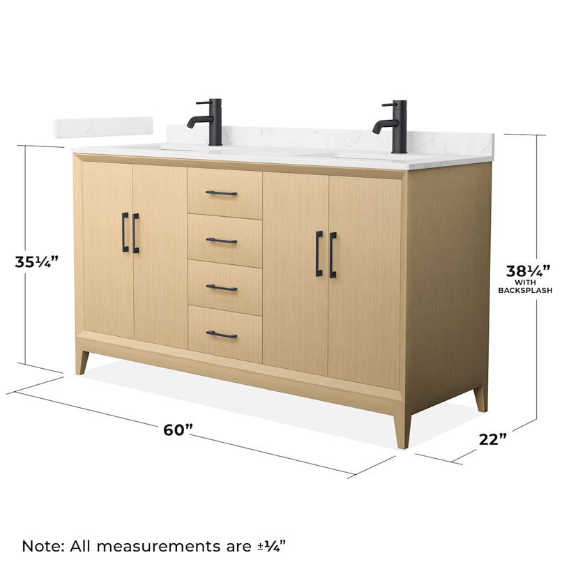 Janna 60" Free Standing Double Basin Vanity Set with Cabinet and Cultured Marble Vanity Top - image 5