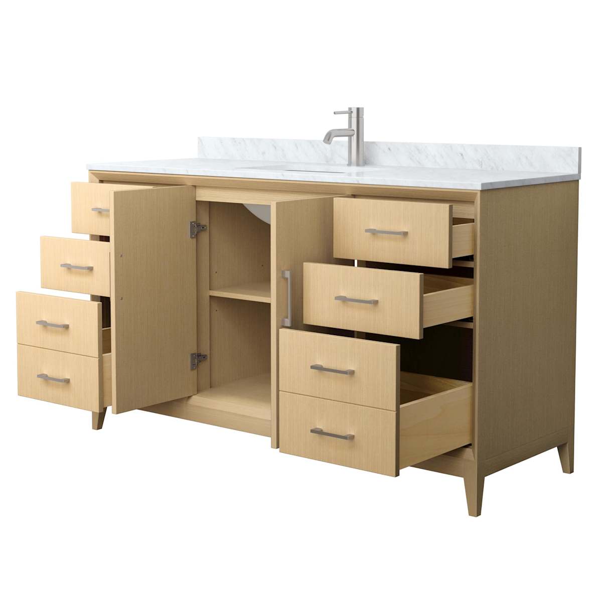 Janna 60" Free Standing Single Basin Vanity Set with Cabinet and Marble Vanity Top - image 6