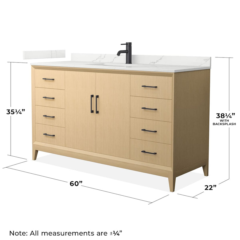 Janna 60" Free Standing Single Basin Vanity Set with Cabinet and Quartz Vanity Top - image 5