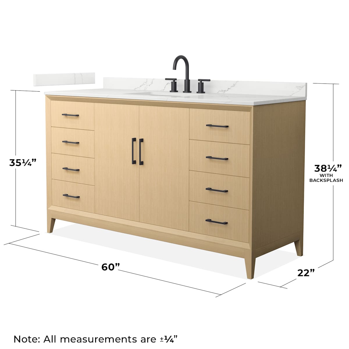 Janna 60" Free Standing Single Basin Vanity Set with Cabinet and Quartz Vanity Top
