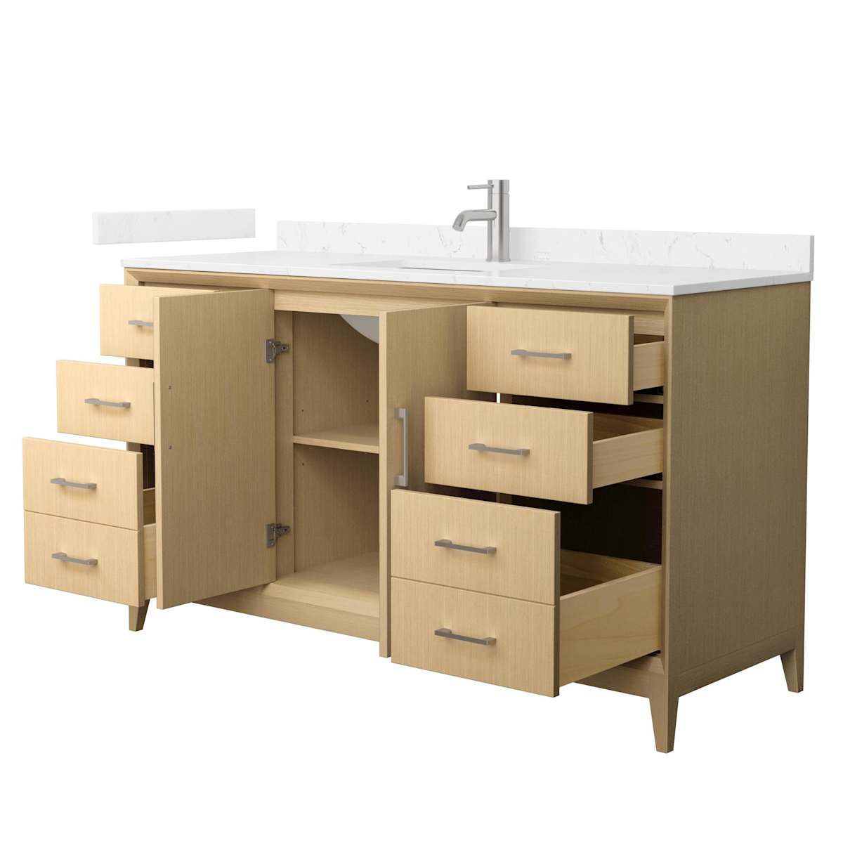 Janna 60" Free Standing Single Basin Vanity Set with Cabinet and Cultured Marble Vanity Top