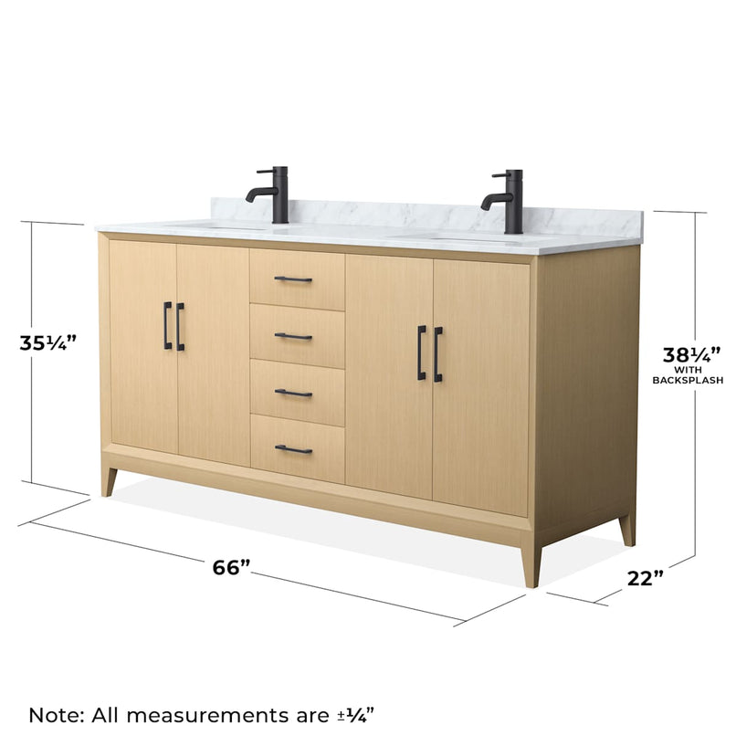 Janna 66" Free Standing Double Basin Vanity Set with Cabinet and Marble Vanity Top - image 4