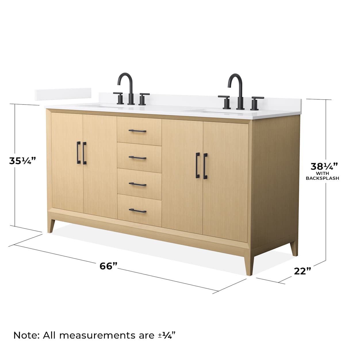 Janna 66" Free Standing Double Basin Vanity Set with Cabinet and Quartz Vanity Top
