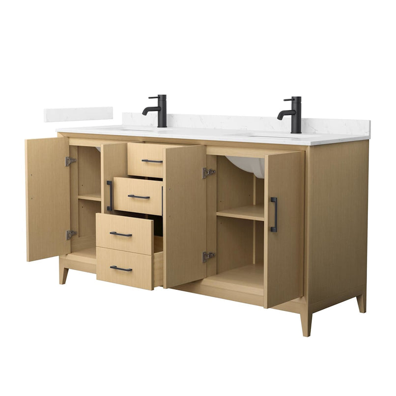 Janna 66" Free Standing Double Basin Vanity Set with Cabinet and Cultured Marble Vanity Top - image 2