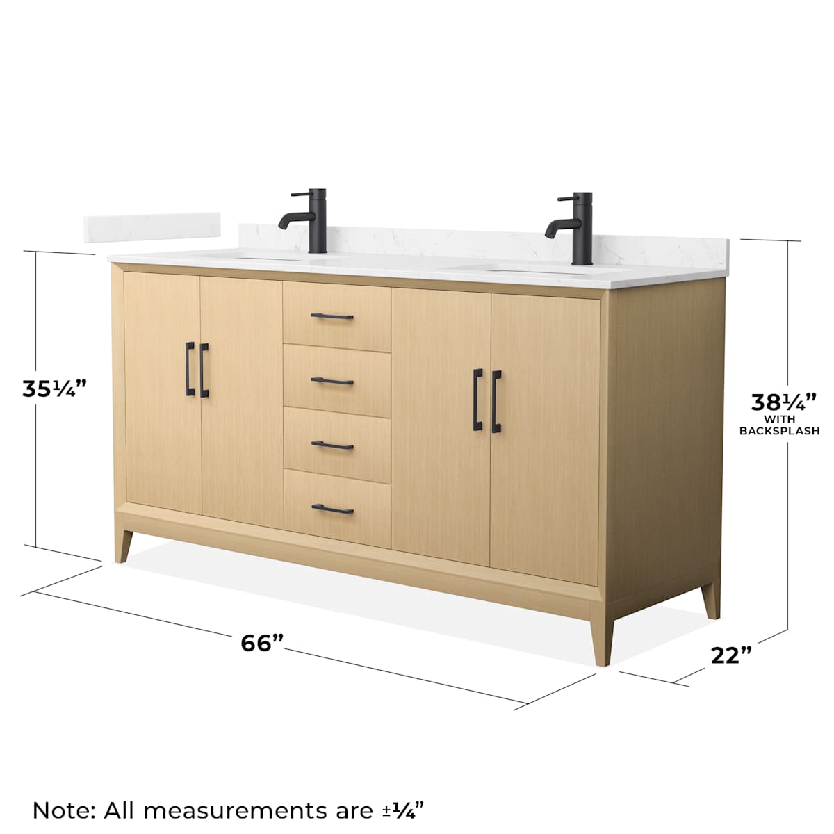 Janna 66" Free Standing Double Basin Vanity Set with Cabinet and Cultured Marble Vanity Top