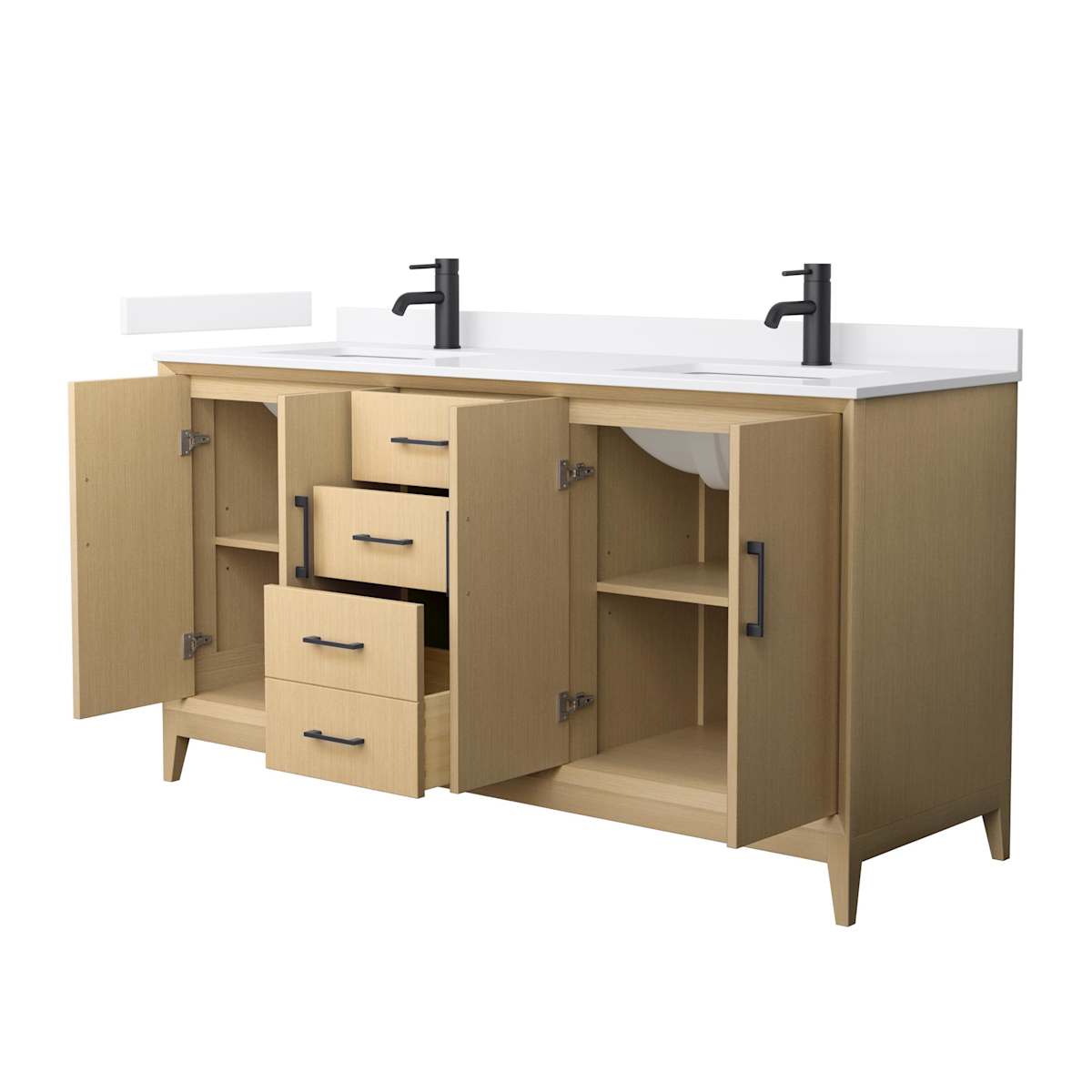 Janna 66" Free Standing Double Basin Vanity Set with Cabinet and Cultured Marble Vanity Top