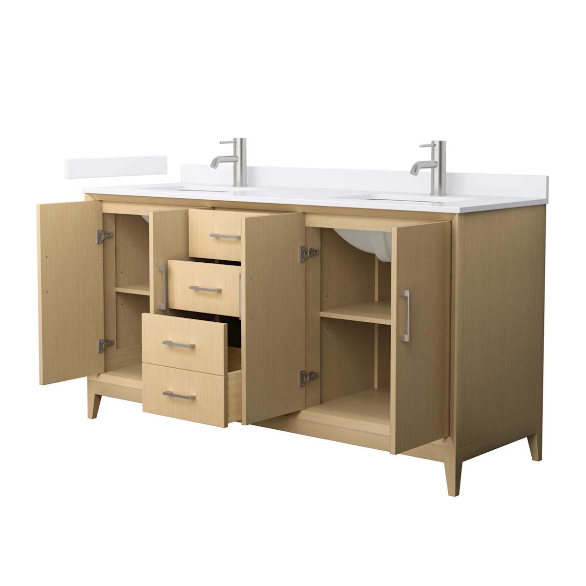 Janna 66" Free Standing Double Basin Vanity Set with Cabinet and Cultured Marble Vanity Top