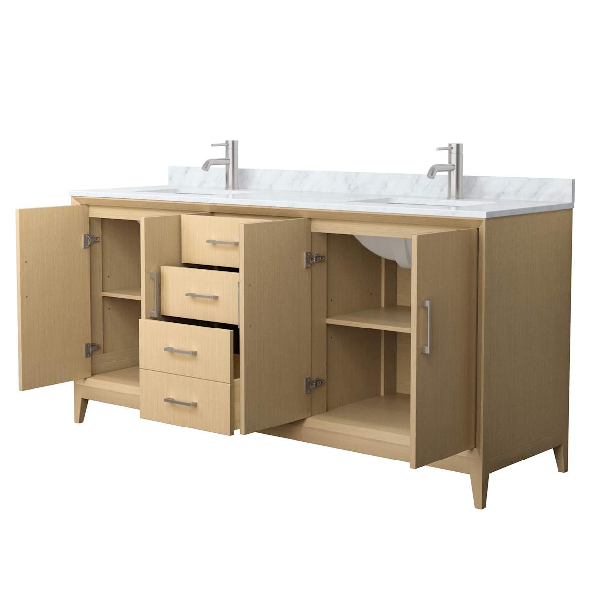 Janna 72" Free Standing Double Basin Vanity Set with Cabinet and Marble Vanity Top