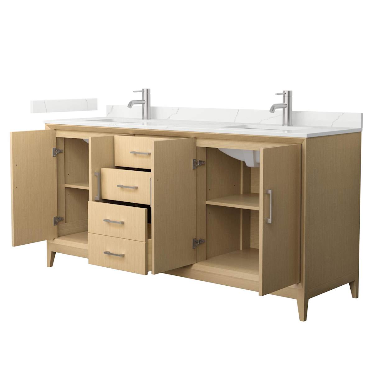 Janna 72" Free Standing Double Basin Vanity Set with Cabinet and Quartz Vanity Top
