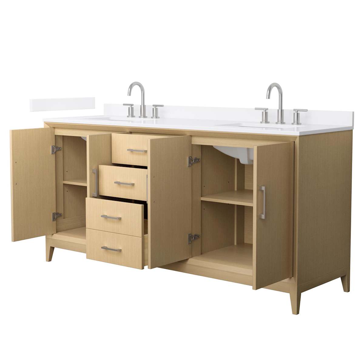 Janna 72" Free Standing Double Basin Vanity Set with Cabinet and Quartz Vanity Top
