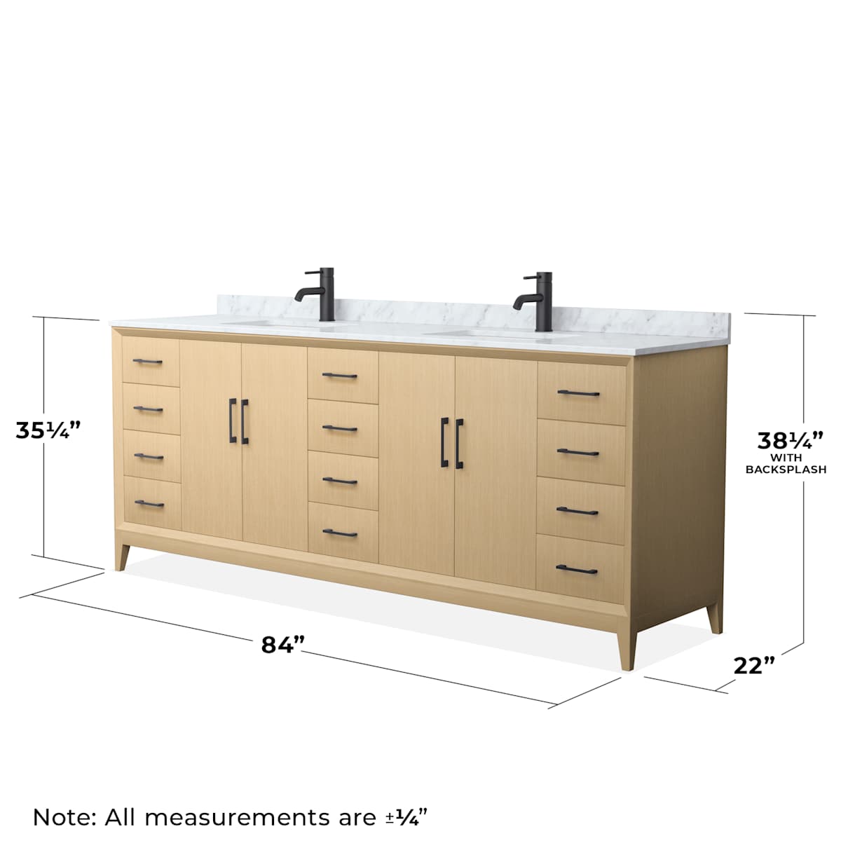 Janna 84" Free Standing Double Basin Vanity Set with Cabinet and Marble Vanity Top