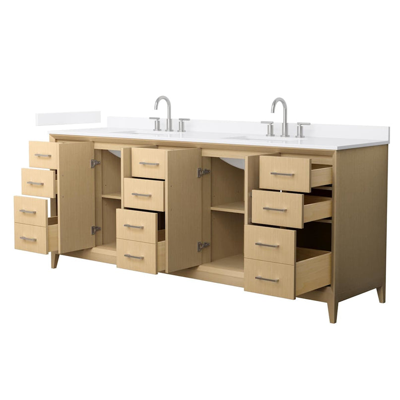 Janna 84" Free Standing Double Basin Vanity Set with Cabinet and Quartz Vanity Top - image 9