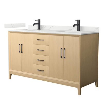 Janna 60" Free Standing Double Basin Vanity Set with Cabinet and Quartz Vanity Top - image 1
