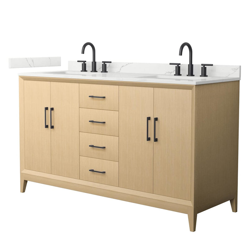 Janna 60" Free Standing Double Basin Vanity Set with Cabinet and Quartz Vanity Top - image 1