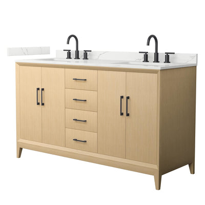 Janna 60" Free Standing Double Basin Vanity Set with Cabinet and Quartz Vanity Top - image 1