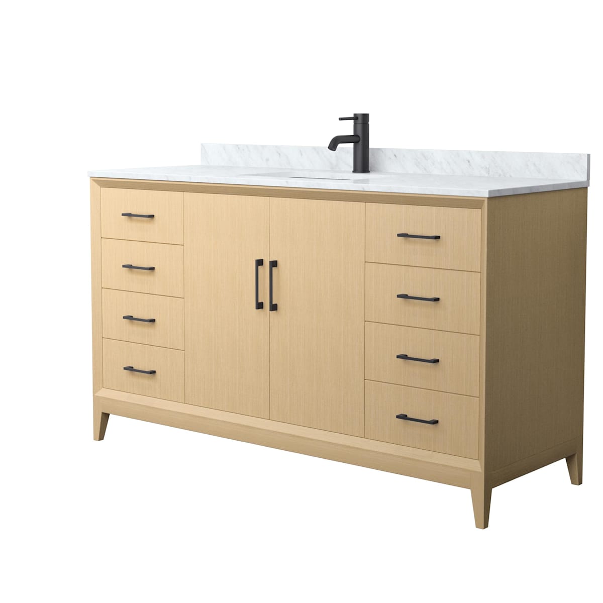 Janna 60" Free Standing Single Basin Vanity Set with Cabinet and Marble Vanity Top