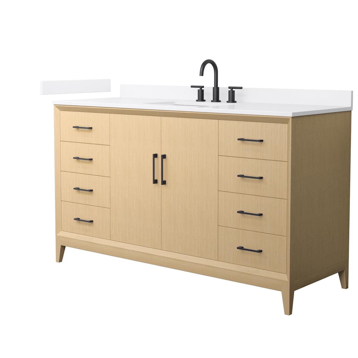 Janna 60" Free Standing Single Basin Vanity Set with Cabinet and Quartz Vanity Top