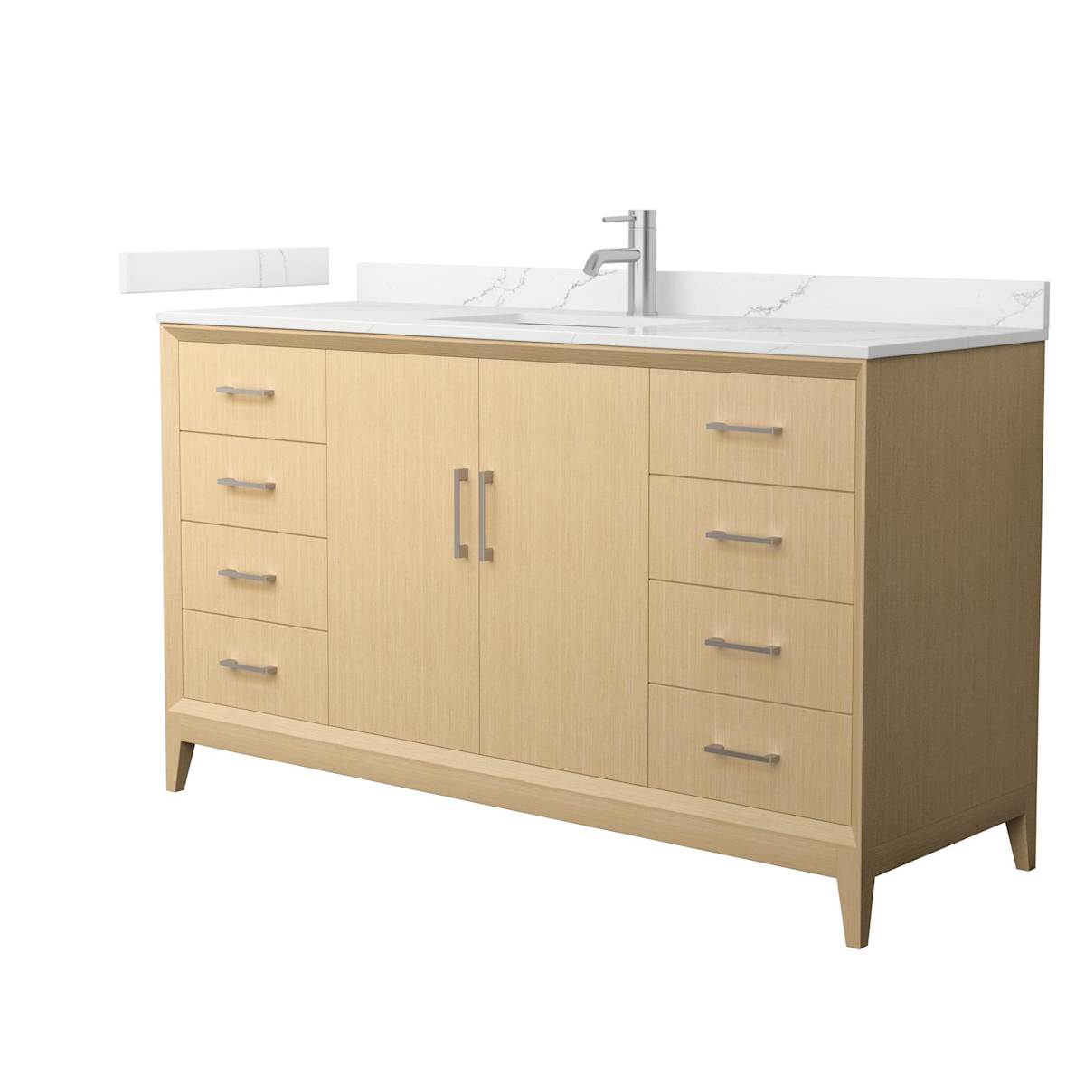 Janna 60" Free Standing Single Basin Vanity Set with Cabinet and Quartz Vanity Top