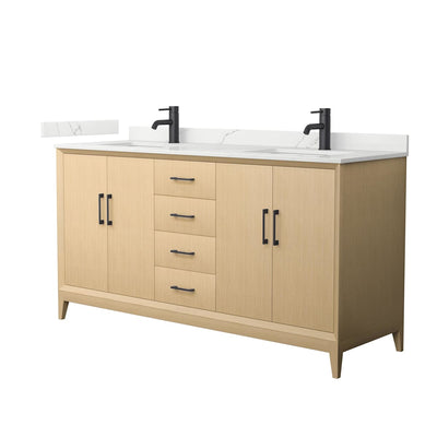 Janna 66" Free Standing Double Basin Vanity Set with Cabinet and Quartz Vanity Top - image 1
