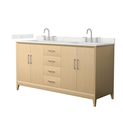 Janna 66" Free Standing Double Basin Vanity Set with Cabinet and Quartz Vanity Top - image 1