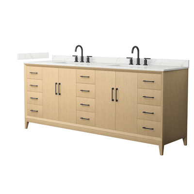 Janna 84" Free Standing Double Basin Vanity Set with Cabinet and Quartz Vanity Top - image 1