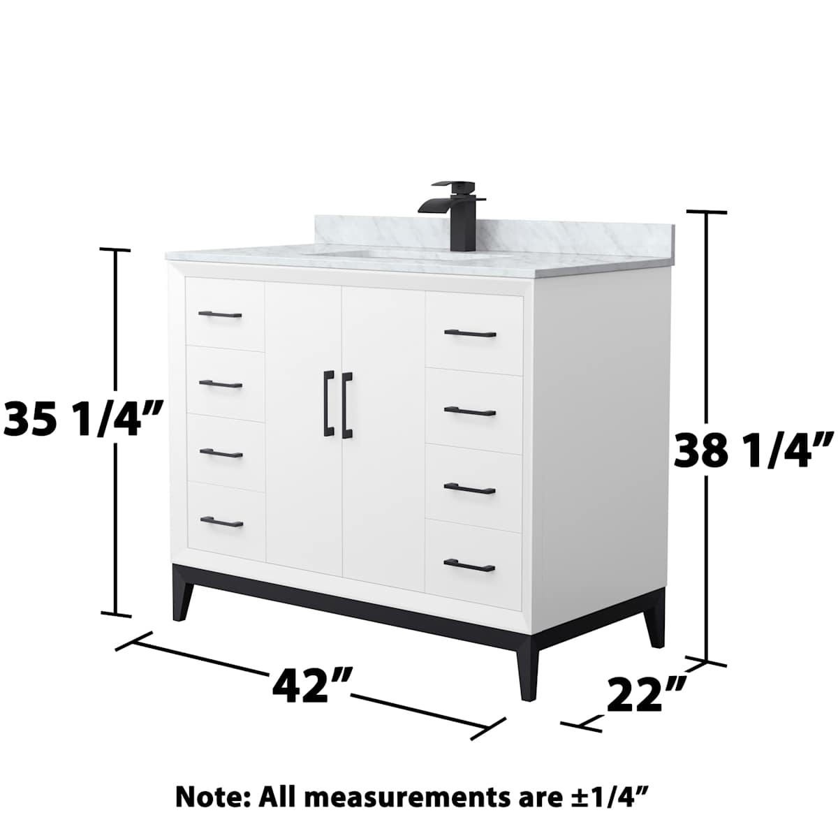 Amici 42" Free Standing Single Basin Vanity Set with Cabinet and Marble Vanity Top