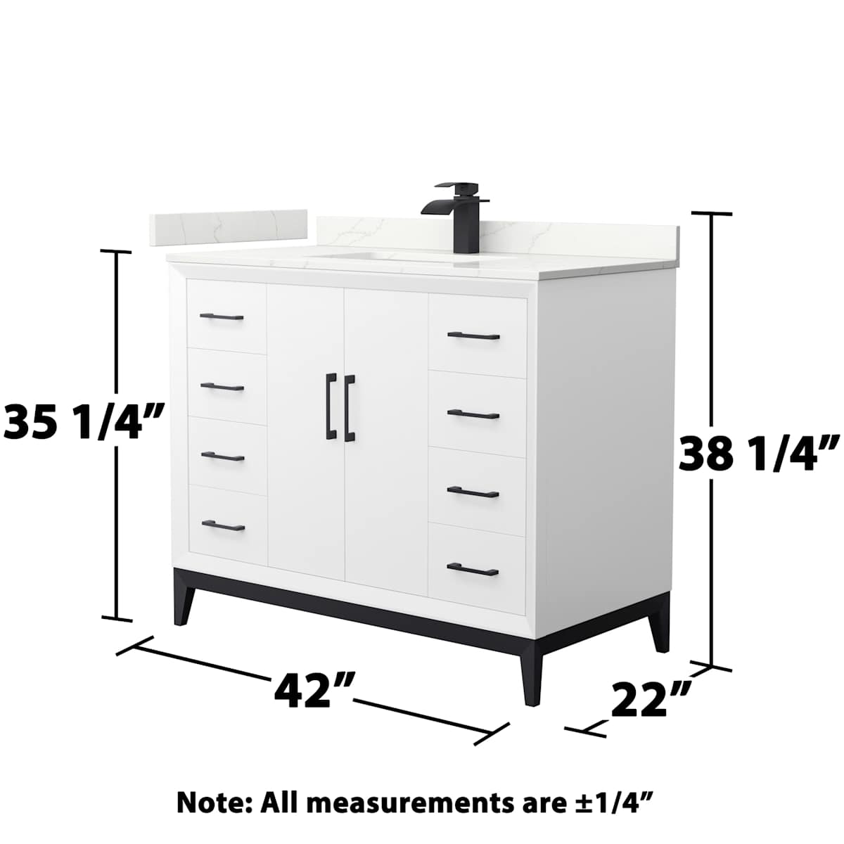 Amici 42" Free Standing Single Basin Vanity Set with Cabinet and Quartz Vanity Top