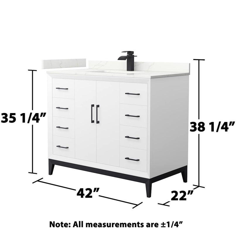 Amici 42" Free Standing Single Basin Vanity Set with Cabinet and Quartz Vanity Top - image 6